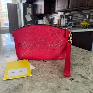 Marc Jacobs Red Beauty Bag with Zipper Closure